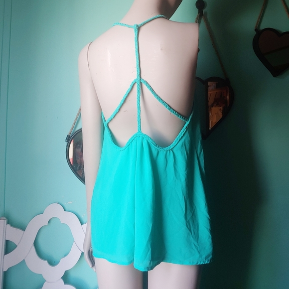 Naked Zebra Teal Open Back Tank Size Small - Picture 3 of 4